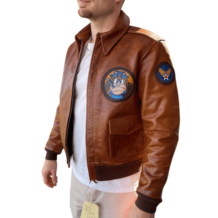Blouson A2 Cuir de Vachette Cognac Patché USAF – Image 9